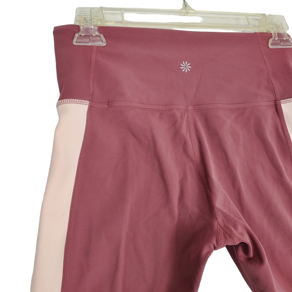 Athleta Two Tone Blush Rose Womens Stretch Leggings Mesh Inlay Size Small - Picture 8 of 15